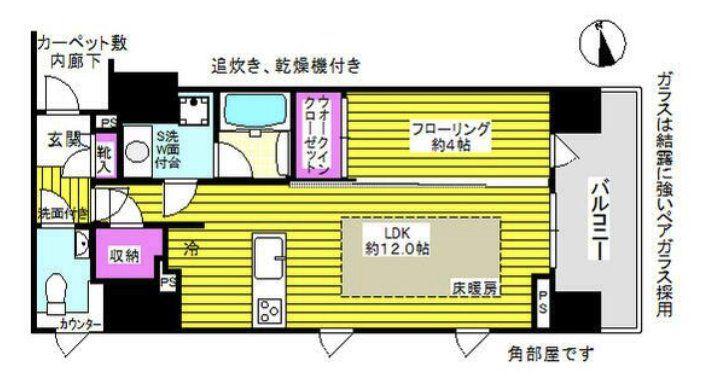 ピアース千代田東神田(1LDK/4階)の間取り写真
