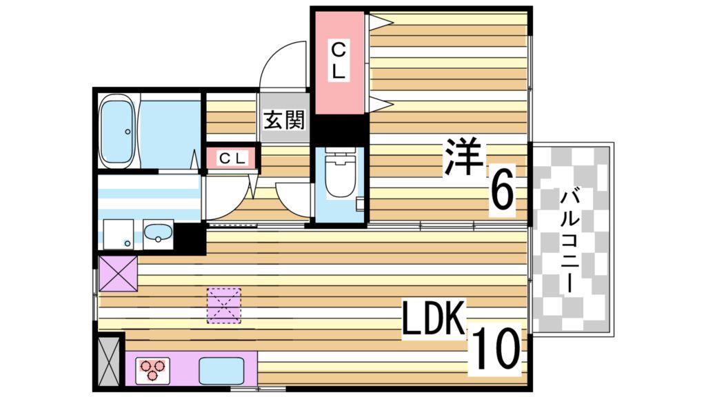 プランドール中道A棟(1LDK/2階)の間取り写真