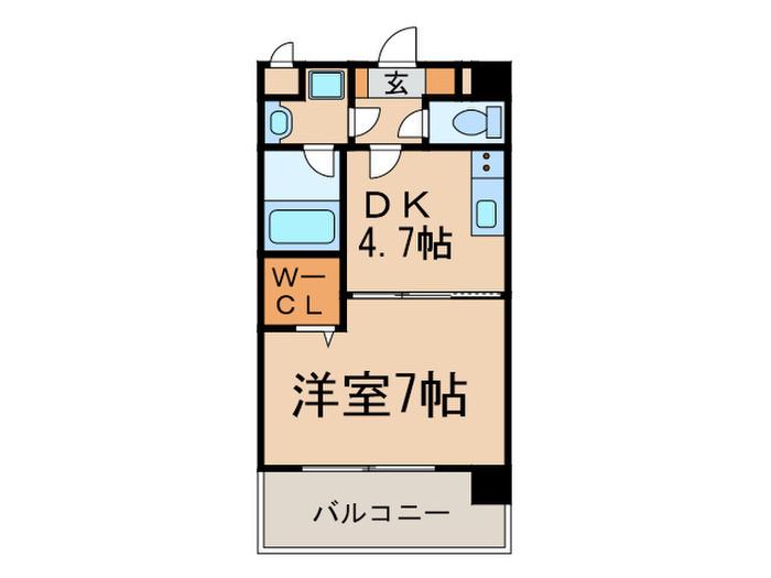 ドリーム西新(1DK/7階)の間取り写真