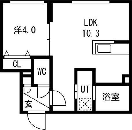 グラシオン(1LDK/1階)の間取り写真