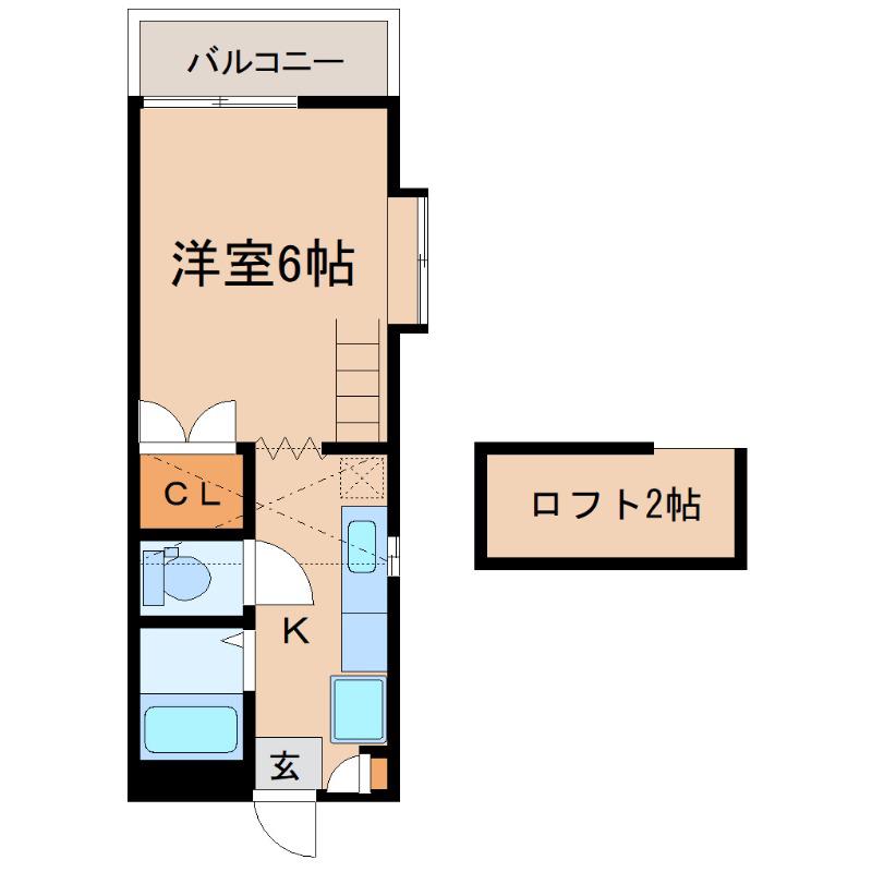 グリーンハイツKANOYAI(1K/2階)の間取り写真