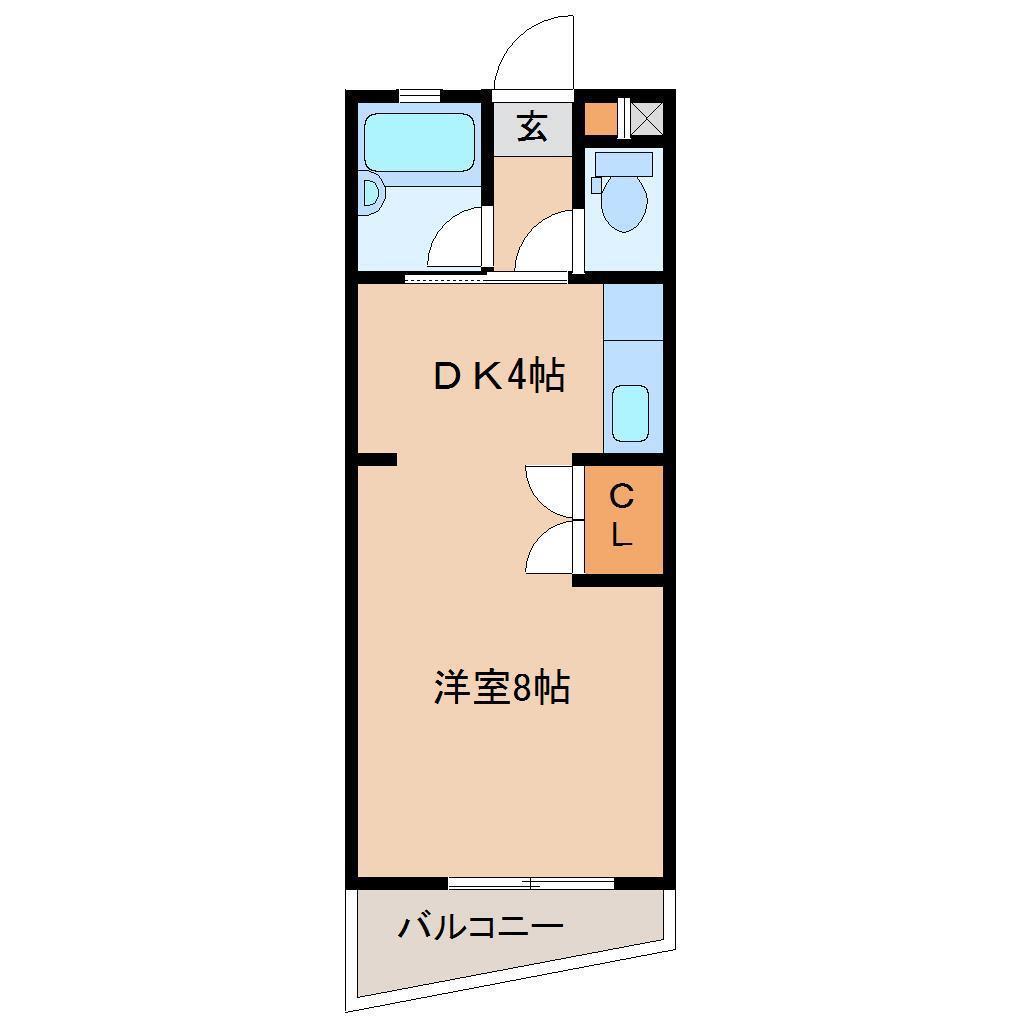 リバーレーン(1DK/2階)の間取り写真