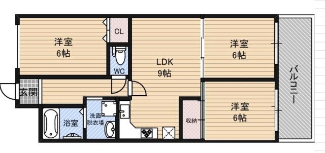 パストラーレ大西(3LDK/4階)の間取り写真