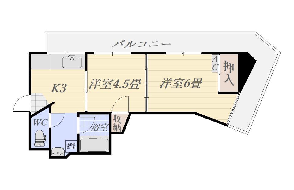 グリーンヴィレッヂ柿元(2K/2階)の間取り写真