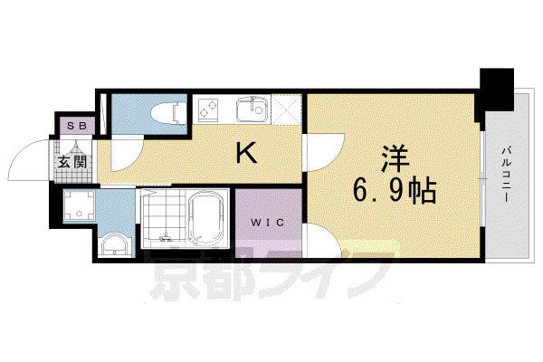 プラシード京都(1K/7階)の間取り写真