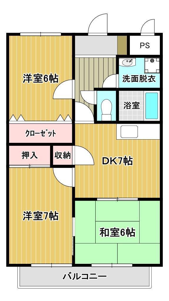 サンセールアキ(3DK/2階)の間取り写真
