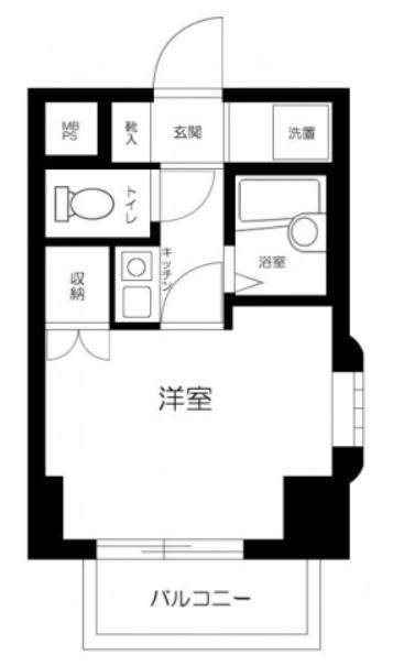 クレアシオン市ヶ谷西(1K/10階)の間取り写真