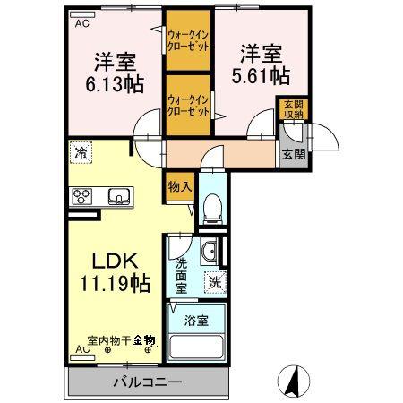 FOREST HILLS A棟(2LDK/3階)の間取り写真