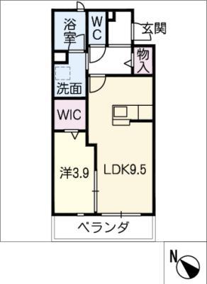 ユアメゾン須ヶ口 C棟(1LDK/2階)の間取り写真