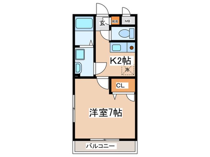 ピュアライフ二日市(1K/1階)の間取り写真