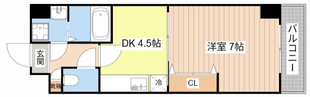 エンゼルプラザ南草津(1DK/3階)の間取り写真