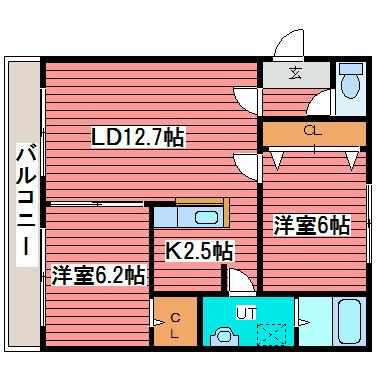 香風館弐番館(2LDK/3階)の間取り写真