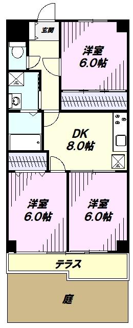 マック羽村コート(3DK/1階)の間取り写真