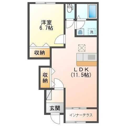 ひだまり(1LDK/1階)の間取り写真