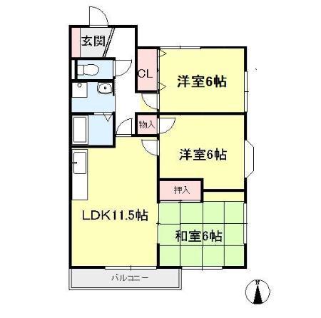 第二アネックス片倉(3LDK/2階)の間取り写真