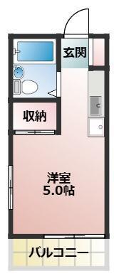 セントラルハイツ(ワンルーム/2階)の間取り写真