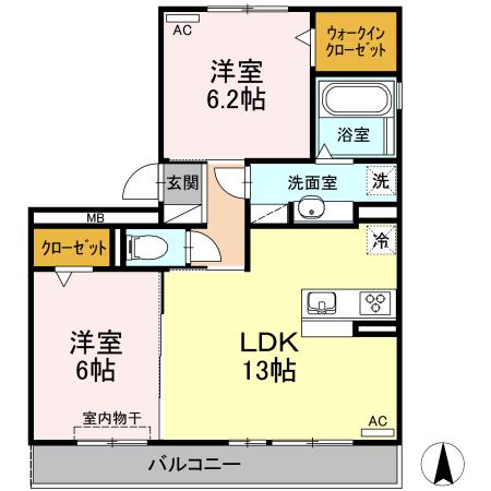 TWILIGHT V(2LDK/2階)の間取り写真