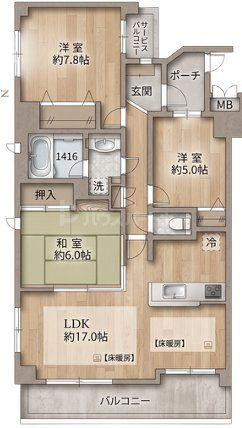 セントラルコート赤羽(3LDK/3階)の間取り写真