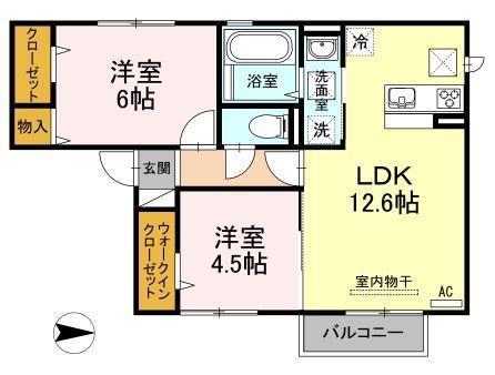 セントラル レジデンス E棟(2LDK/2階)の間取り写真