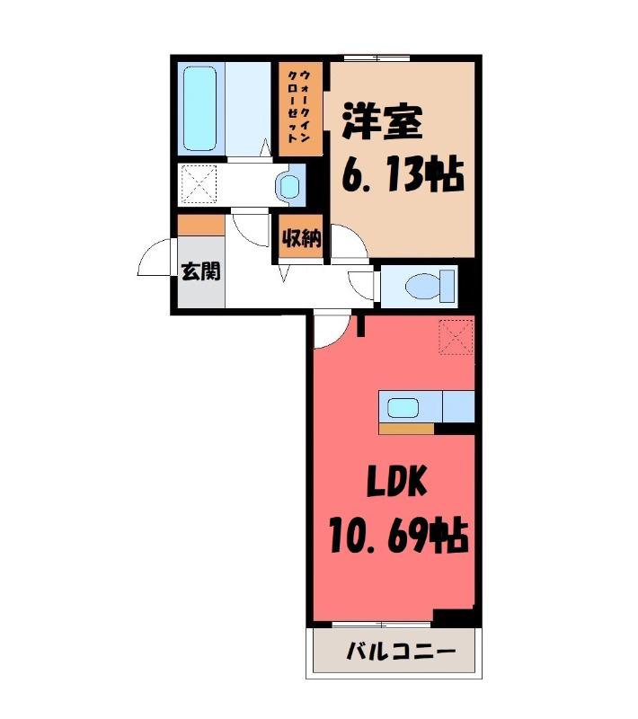 サラ スリール(1LDK/1階)の間取り写真