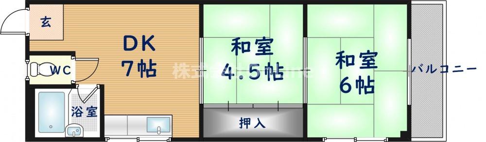 第1ハラダハイツ(2DK/2階)の間取り写真