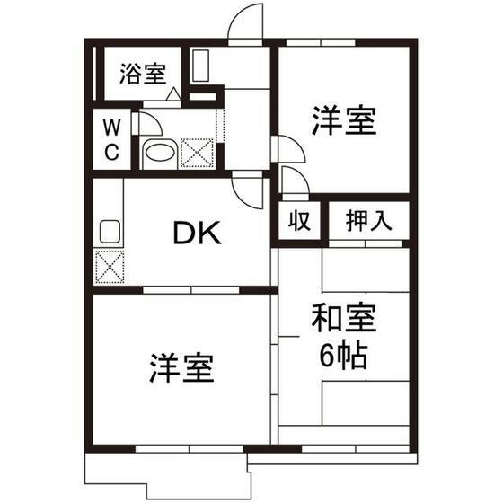 カーサ・ソルジアーテC棟(3DK/2階)の間取り写真