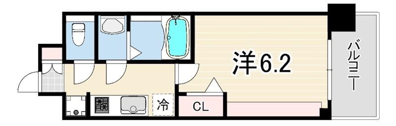 プレリス尼崎レーネヴィア(1K/2階)の間取り写真