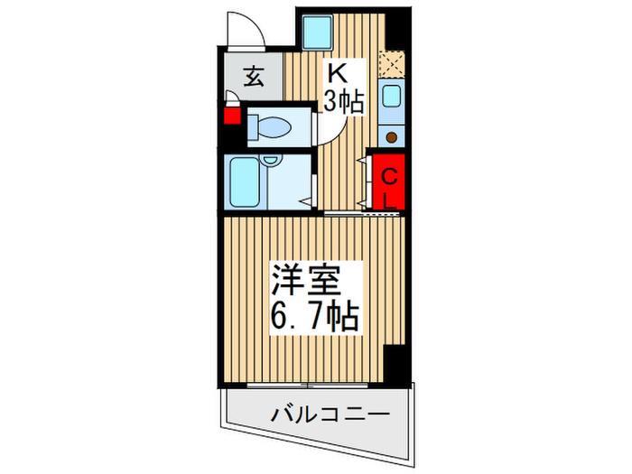 GRACE(1K/4階)の間取り写真