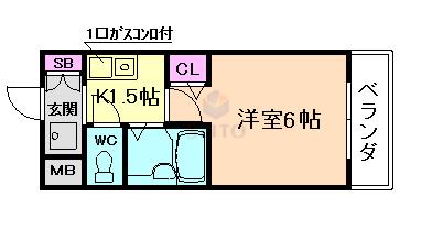 リージェンシー(1K/3階)の間取り写真