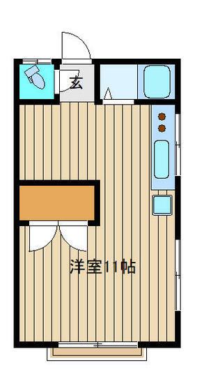みどり荘(ワンルーム/2階)の間取り写真