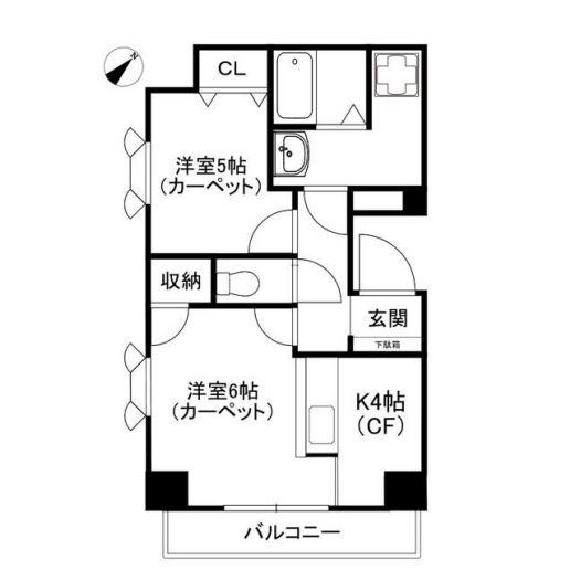 宮元町齋藤ビルII(1LDK/5階)の間取り写真