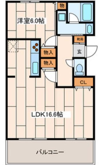 MODERNO(1LDK/2階)の間取り写真