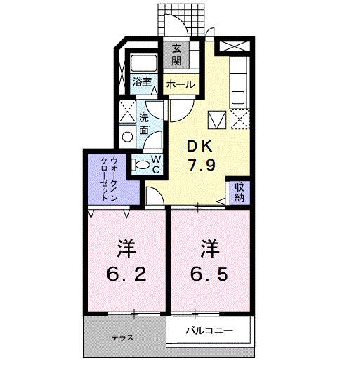 メゾンフルーレ A(2DK/1階)の間取り写真