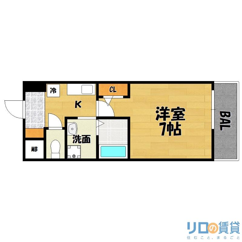ローズコーポ西中島(1K/3階)の間取り写真