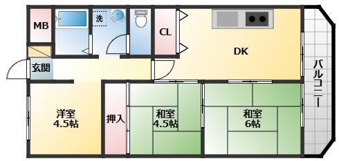 メゾン西川(3DK/2階)の間取り写真