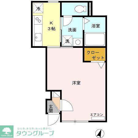 ルミエールI(1K/1階)の間取り写真