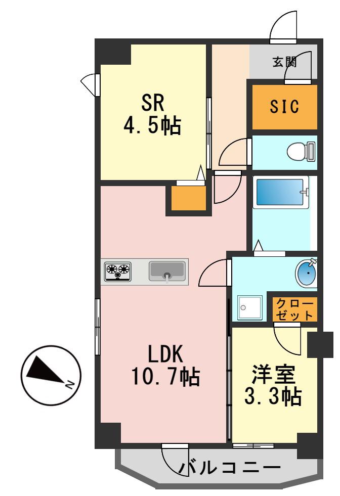 S-RESIDENCE瑞江(1SLDK/2階)の間取り写真