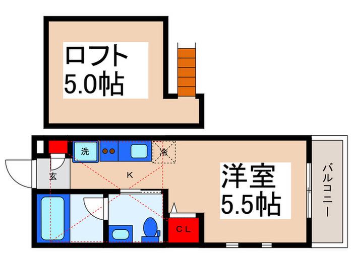 MDM浦安(1K/2階)の間取り写真