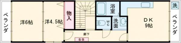 豊橋Aビル(2DK/4階)の間取り写真