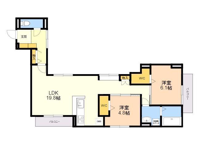 D-ROOM室見(2LDK/2階)の間取り写真