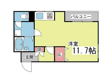 レジェンド六甲(ワンルーム/2階)の間取り写真