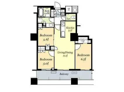 ザ・パークハウス西新宿タワー60(3LDK/32階)の間取り写真