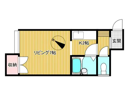 パステル本通11A棟(1K/2階)の間取り写真