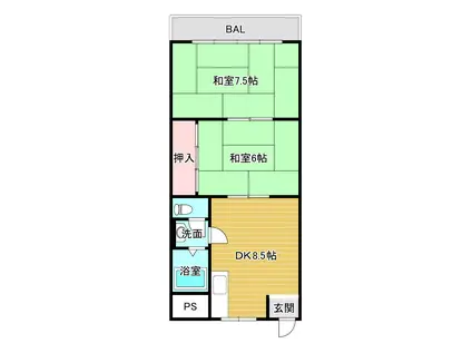 いずみハイツ(2DK/3階)の間取り写真