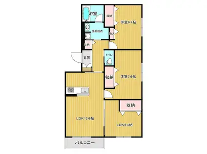 シャーメゾンハピネス南光台(3LDK/2階)の間取り写真