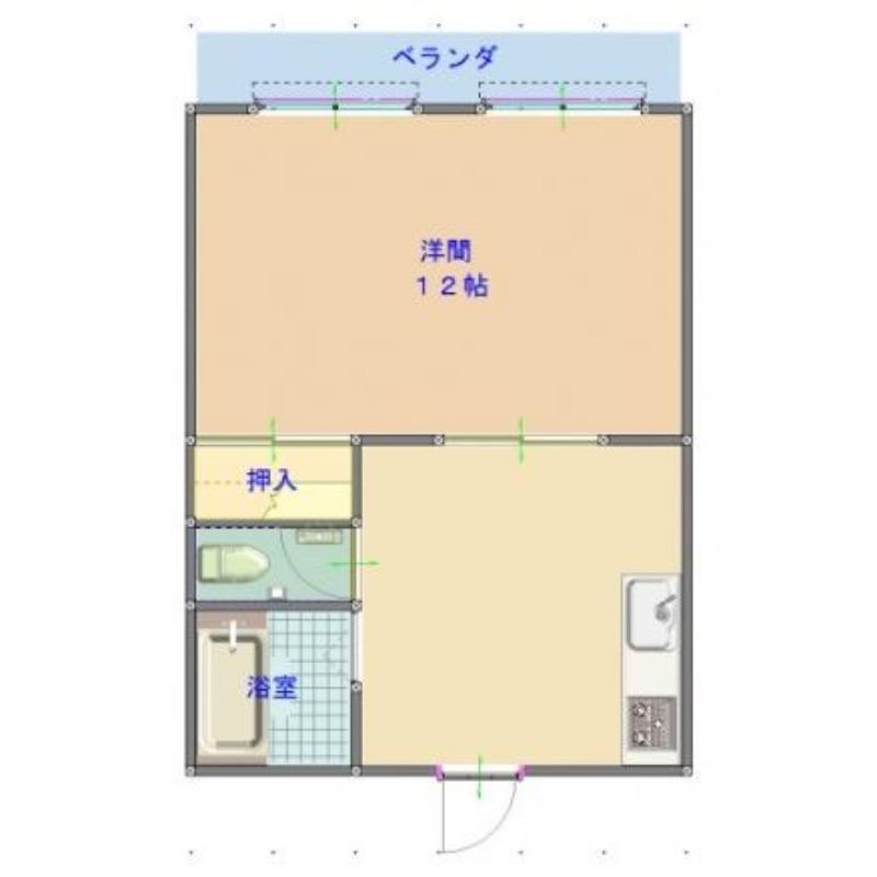 JR山陽本線 鴨方駅 徒歩8分 2階建 築37年(1DK/2階)の間取り写真