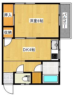 コーポシャトル石田(1K/2階)の間取り写真