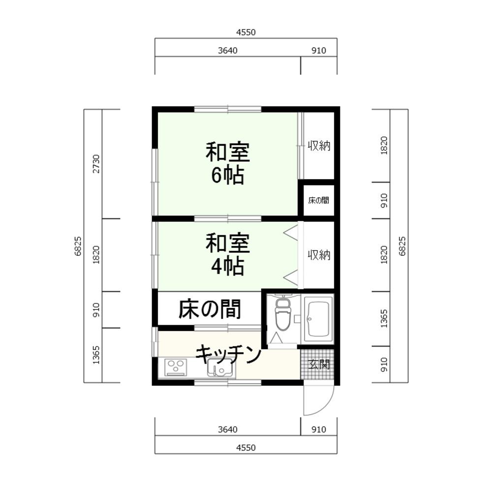 M/BASEA(1K/1階)の間取り写真