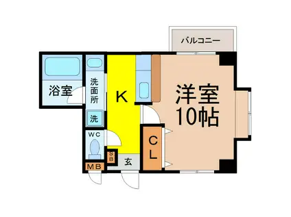 クオン千原(1K/1階)の間取り写真
