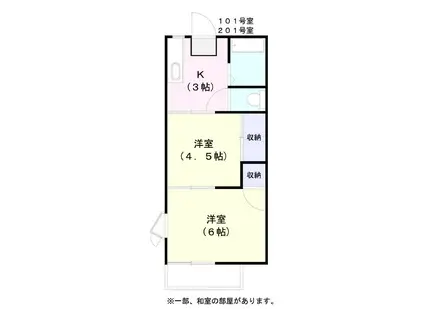 ファミール城南(2K/2階)の間取り写真